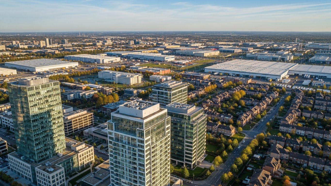 Toma aérea de edificios de gran ciudad